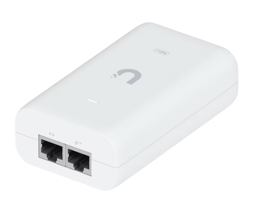 U-PoE++ - PoE адаптер, Ubiquiti, U-PoE++, PoE Injector 48VDC 60W Gbit, 802.3af/at/bt, 10/100/1000Mbps Ethernet, 100–240V AC