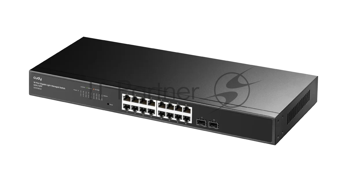 Коммутатор CUDY GS1016ES2, 16×1 Гбит/с + 2×1 Гбит/с SFP, настраиваемый
