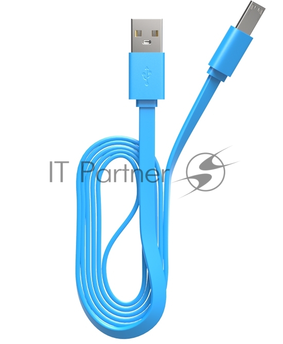 Кабель Maxvi MC-01LF blue USB-A - microUSB, 2A Плоский кабель, ток макс. нагрузки 2А, макс. напряжение 5V; стандарт USB 2.0; длина разъема microUSB 10 мм, длина 1м, материал PVC, синий