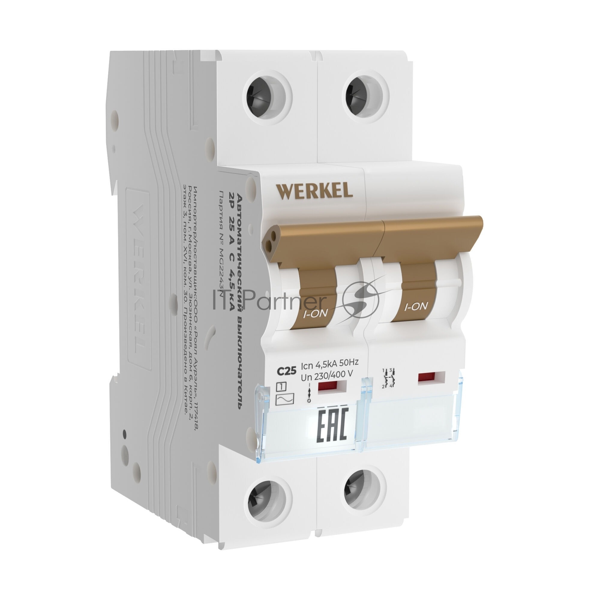 Автоматический выключатель Werkel 2P  25 A  C  4,5 кА W902P254