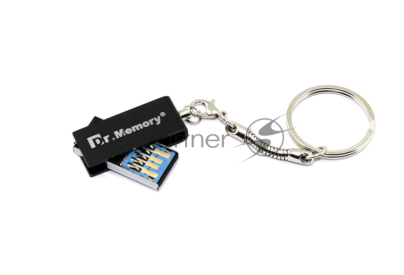 Флешка USB Dr. Memory 005, 64Гб, USB 3.0, R/W 25/15, черный/серебристый