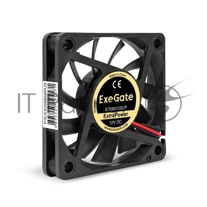 Вентилятор 12В DC ExeGate ExtraPower EP06010S2P (60x60x10 мм, Sleeve bearing (подшипник скольжения), 2pin, 3000RPM, 24dBA)