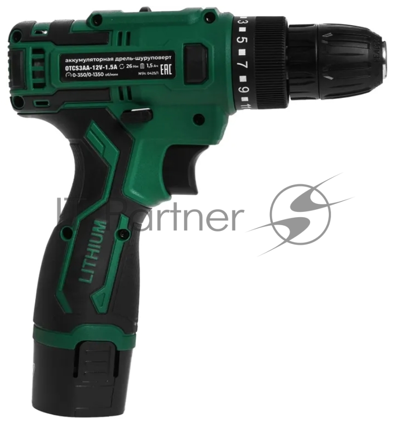 Дрель-шуруповерт Ovk Tools OTCS3AA-12V-1.5A, 12 В, 1,5 Ач, 26 Нм, щеточный