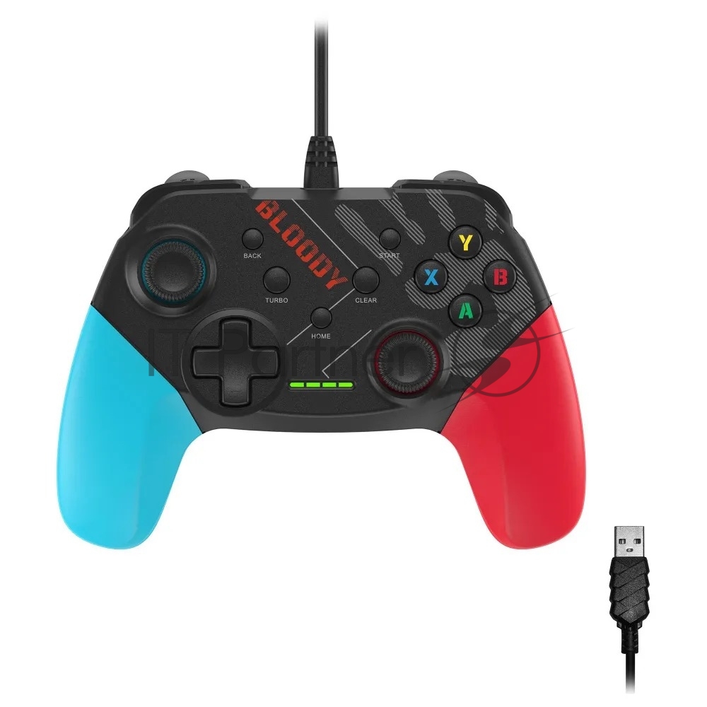 Геймпад A4Tech Bloody GP30 Sports черный/синий USB виброотдача обратная связь