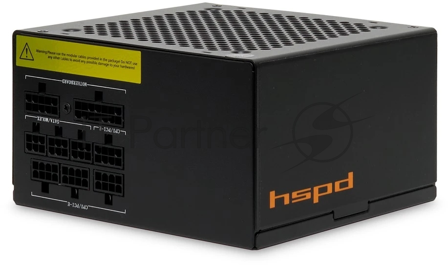Блок питания Power Supply HSPD, 850W 80 PLUS Gold (ATX, 2.52, Full modular, 1x24(20+4)pin 600мм, 2xCPU 8(4+4)pin 700мм, 2xPCIe*2 8(6+2)pin 600+150мм, 2xSATA*3 500+150+150мм, 1xMOLEX*3 500+150+150мм, Active, 120x120мм, 150x140x86мм, APFC, OVP, OPP, SCP, UVP, OCP, OTP, NLO, SIP, black)
