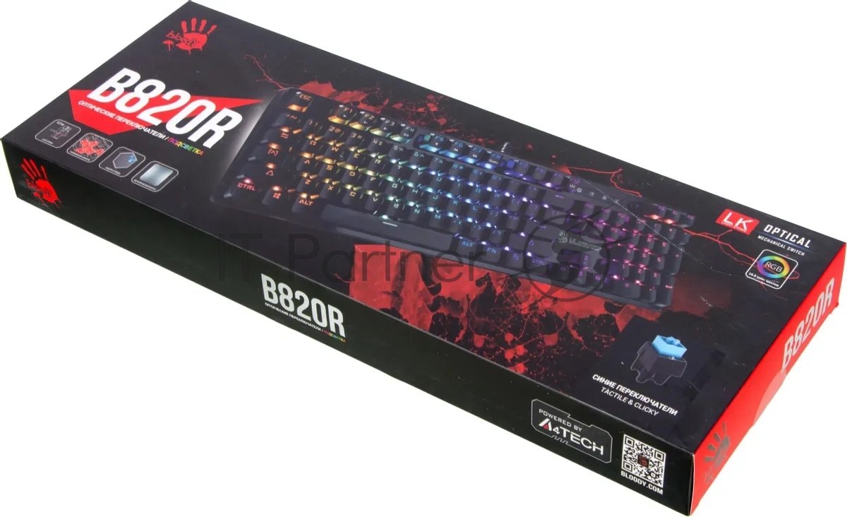 Клавиатура проводная A4 Bloody B820R Blue S механическая черный USB LED
