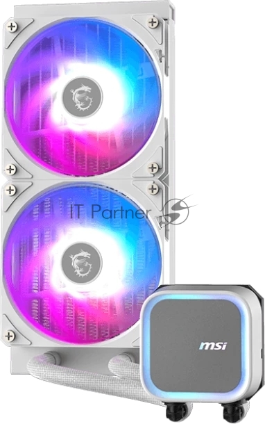 MAG CORELIQUID A13 240 WHITE - Водяное охлаждение для CPU MSI MAG CORELIQUID A13 240, 1700/1851/AM4/AM5, ARGB, Fan 2x120mm, Белый