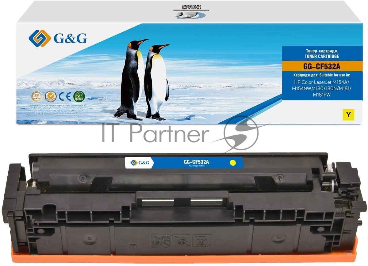 Картридж G&G аналог HP CF532A/205A желтый 0.9k с чипом