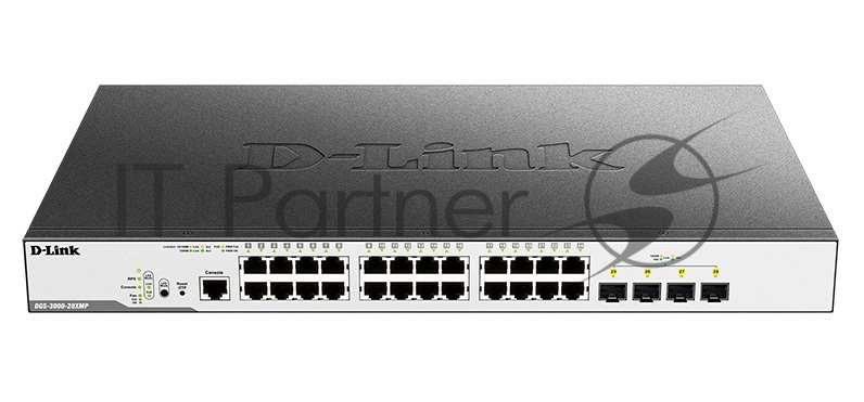 Коммутатор D-Link DGS-3000-28XMP/B1A, 24×1 Гбит/с + 4×10 Гбит/с SFP+, управляемый