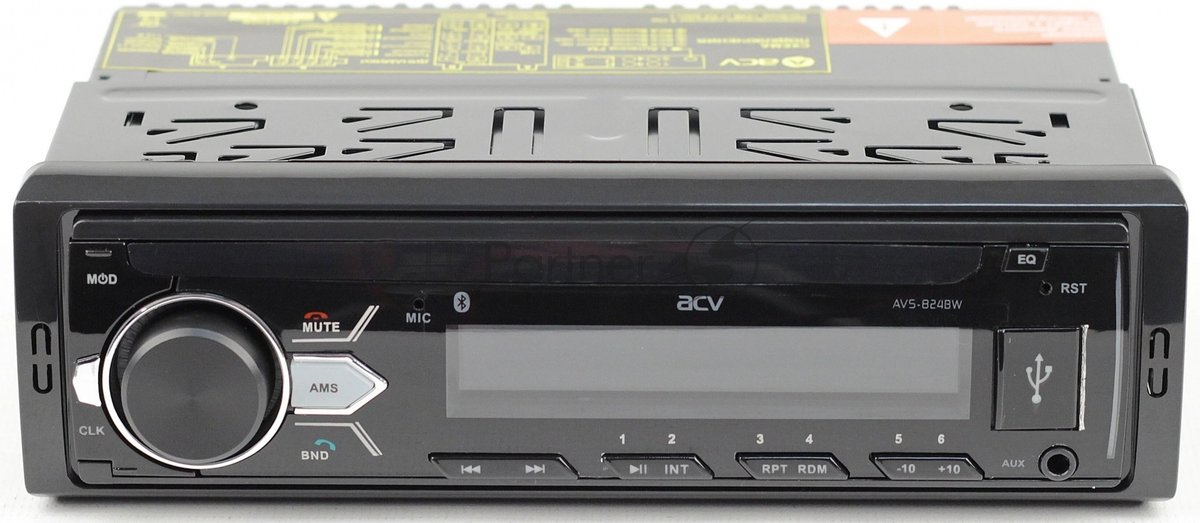 Автомагнитола ACV AVS-824BW, 1 DIN, Bluetooth, USB Type-A, AUX