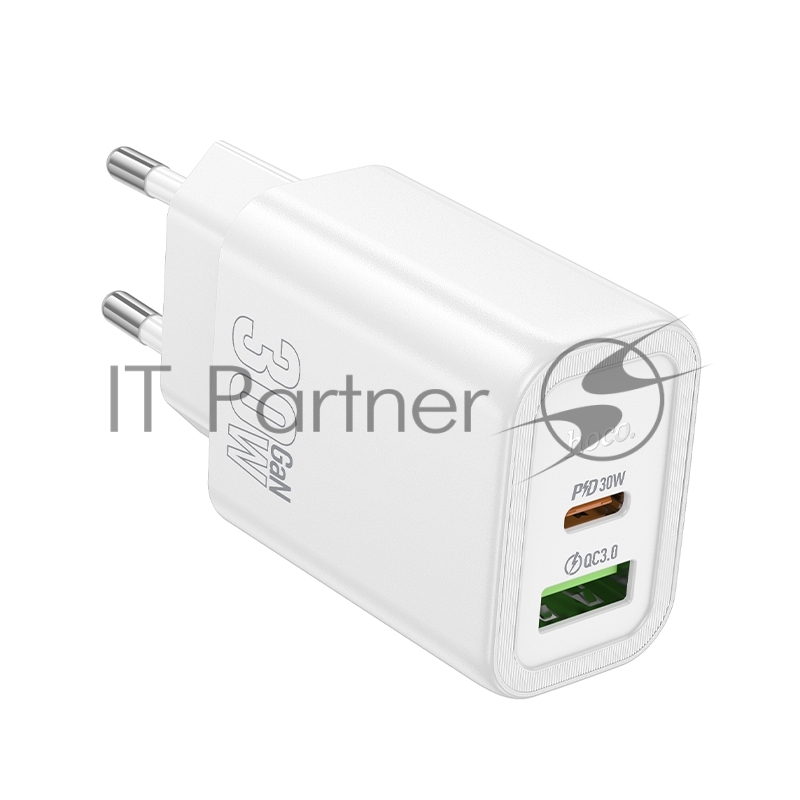 Зарядное устройство Hoco 30Вт, 3А, QC3.0/PD, 1xUSB, 1xType-C, N63, белый, коробка