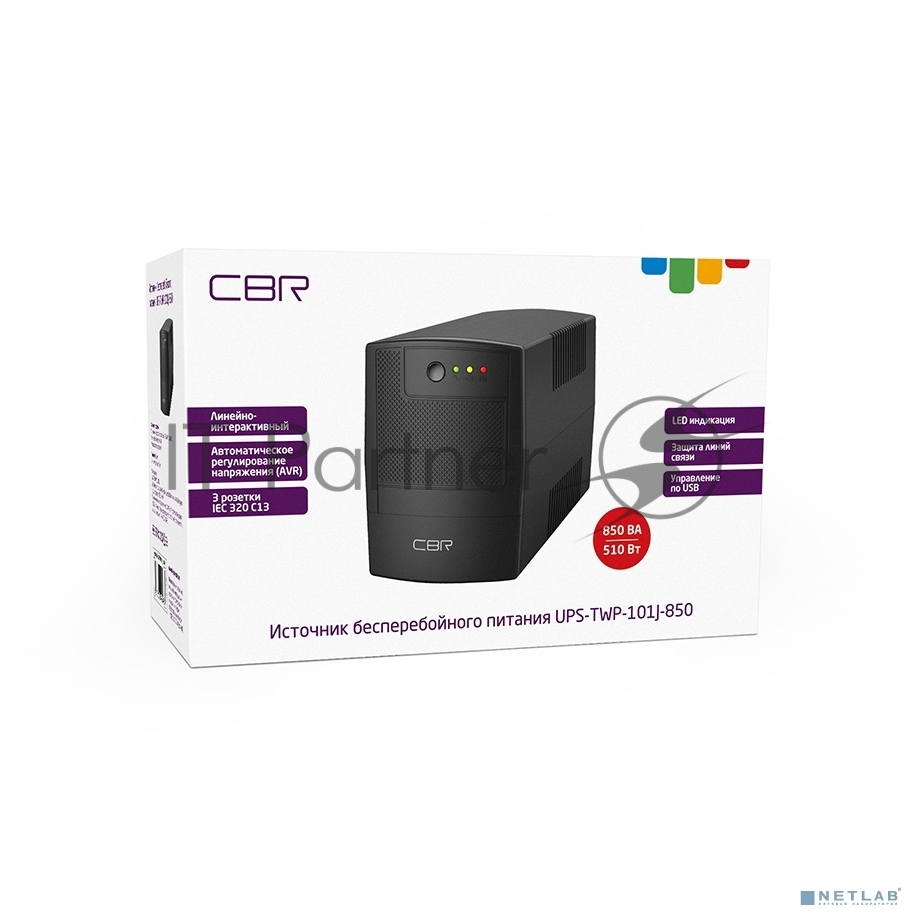 Источник бесперебойного питания CBR UPS-TWP-101J-850/850 ВА/510 Вт/3xIEC 320 C13