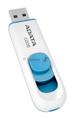 USB накопитель ADATA - Classic C008, USB Type A (USB 2.0), 16 ГБ, цвет белый, AC008-16G-RWE