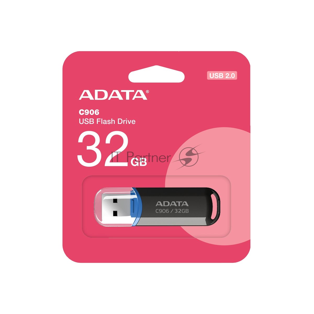 Флешка USB ADATA C906 (AC906-32G-RBK), 32Gb, USB 2.0, R/W 15/5, черный/синий