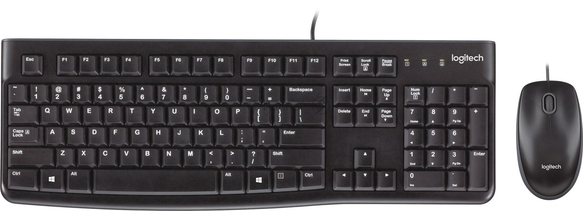 Комплект клавиатура+мышь Logitech MK120 проводной, USB, 1000 DPI, чёрный(заводская гравировка)