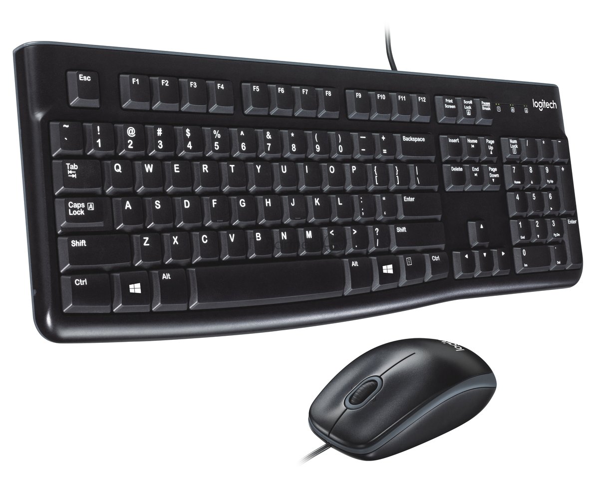 Комплект клавиатура+мышь Logitech MK120 проводной, USB, 1000 DPI, чёрный(заводская гравировка)