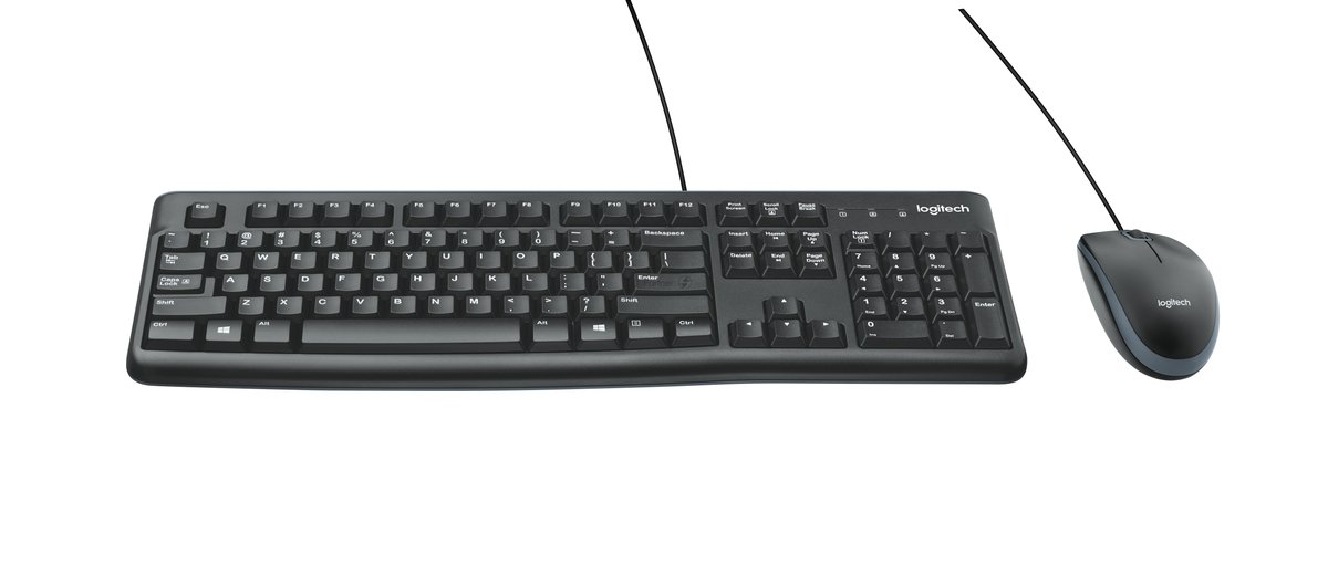 Комплект клавиатура+мышь Logitech MK120 проводной, USB, 1000 DPI, чёрный(заводская гравировка)