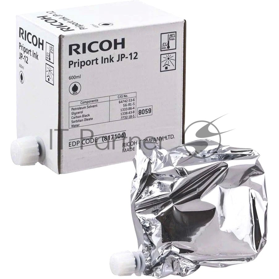 Ricoh 817104 Чернила тип JP12 черные (упаковка 5шт) для Ricoh Priport JP3000/1210/1250/1215/1255/DX3240/3440/3243/3443/3324/3344 (5х600мл)