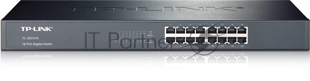 Коммутатор TP-Link SMB TL-SG1016 Коммутатор 16-port Gigabit Switch, 1U 19-inch rack-mountable steel case