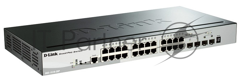 Коммутатор D-Link DGS-1510-28P/A1A, 24×1 Гбит/с + 2×1 Гбит/с SFP + 2×10 Гбит/с SFP+, управляемый