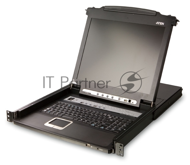 Переключатель KVM ATEN LCD 17" => 8 cpu PS2/USB+VGA, с KVM-шнурами PS2 1х1.8м.;USB 1x1.8м., 1280x1024, 1U 19", исп.спец.шнуры (CL5708M-AT-RG)