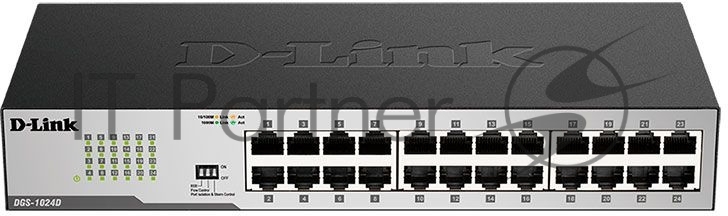 Коммутатор неуправляемый D-Link DGS-1024D с 24 портами 10/100/1000Base-T и функцией энергосбережения