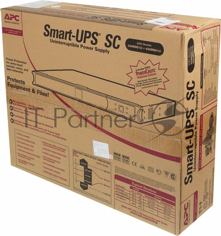 Источник бесперебойного питания APC Smart-UPS SC SC450RMI1U / 450ВА / 280Вт / 4xIEC-320-C14