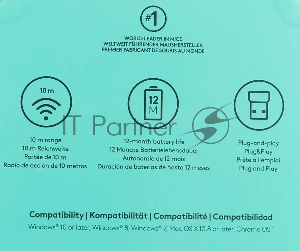 Мышь беспроводная Logitech M171 синий, 1000 dpi, радиоканал, USB, кнопки - 3