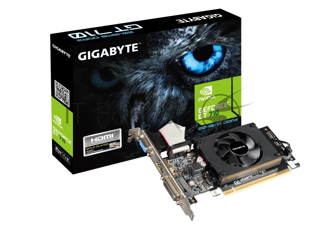 Видеокарта Gigabyte GeForce GT 710, 2 GB DDR3, 64 bit, HDMI, DVI-D, VGA, GPU 954 MHz