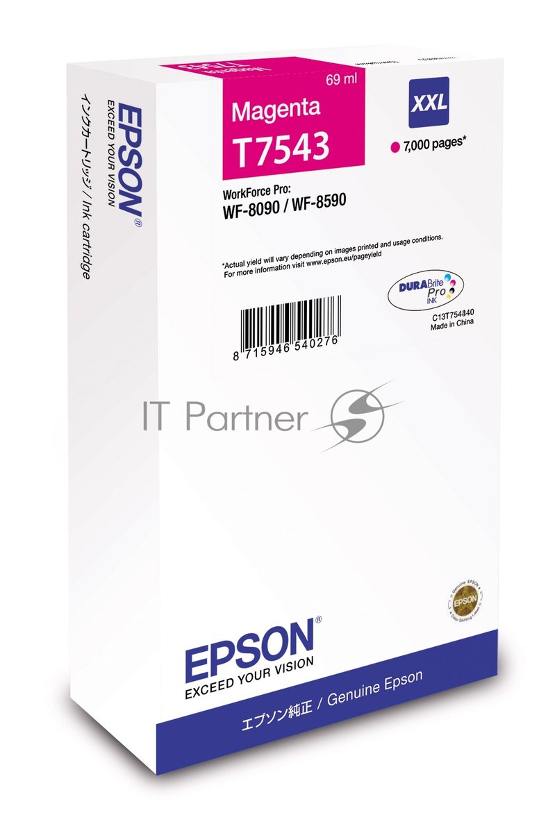 Картридж струйный Epson T7543 пурпурный экстраповышенной емкости для WF-8090/8590
