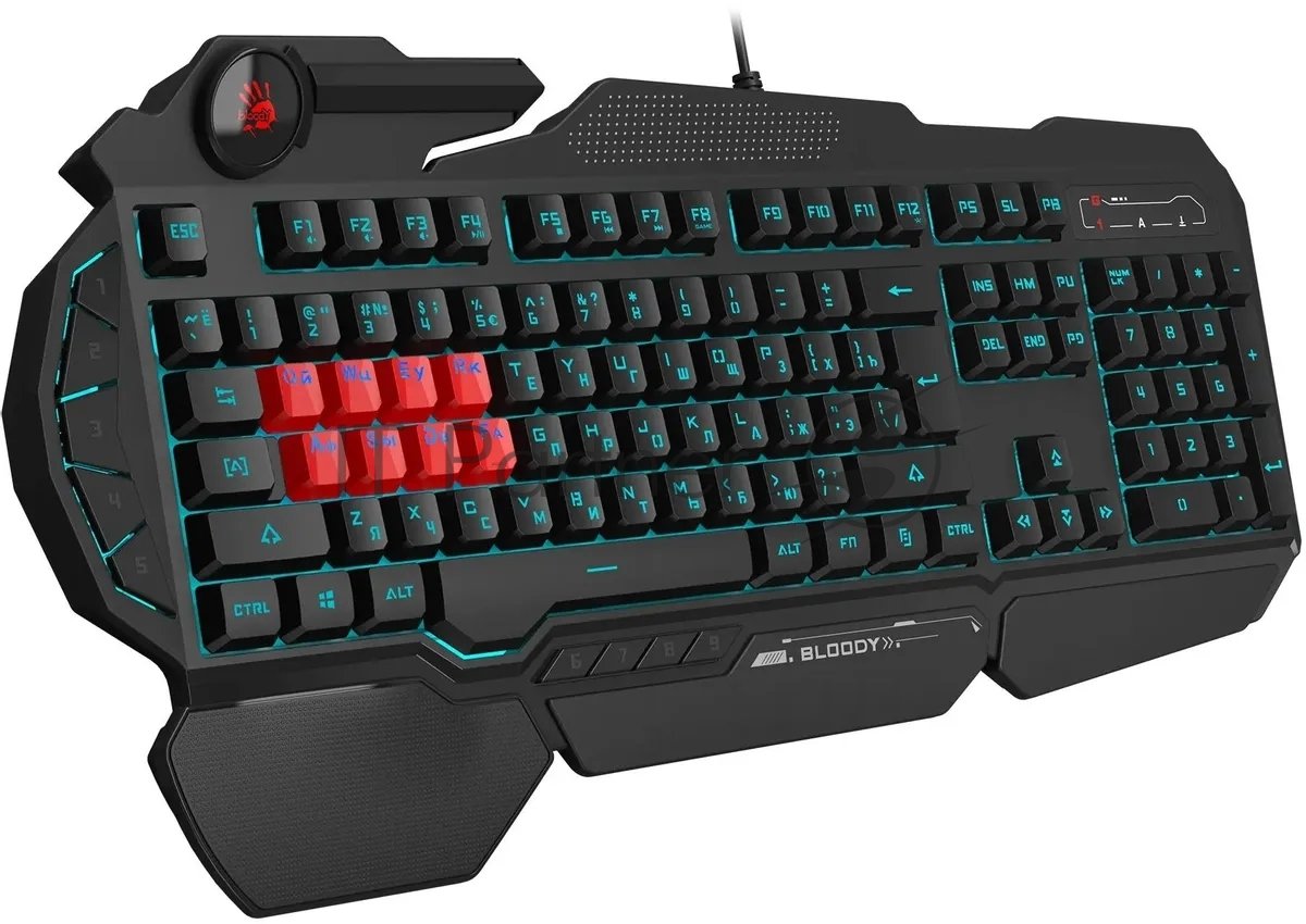 Клавиатура A4Tech Bloody B318 черный USB Multimedia Gamer LED (подставка для запястий)