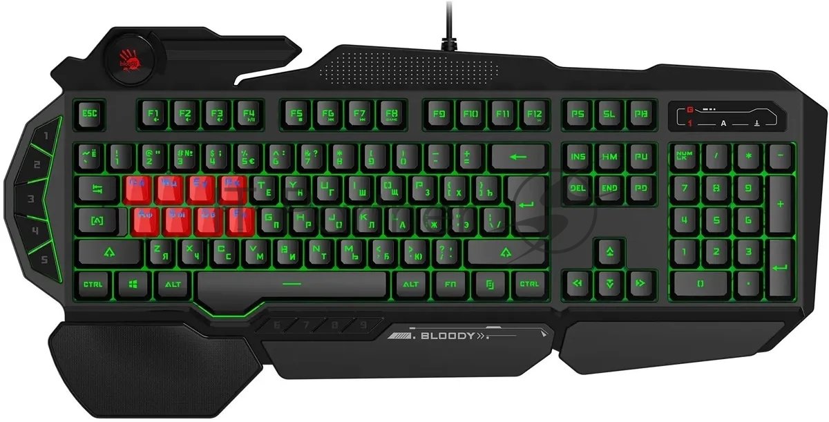 Клавиатура A4Tech Bloody B318 черный USB Multimedia Gamer LED (подставка для запястий)