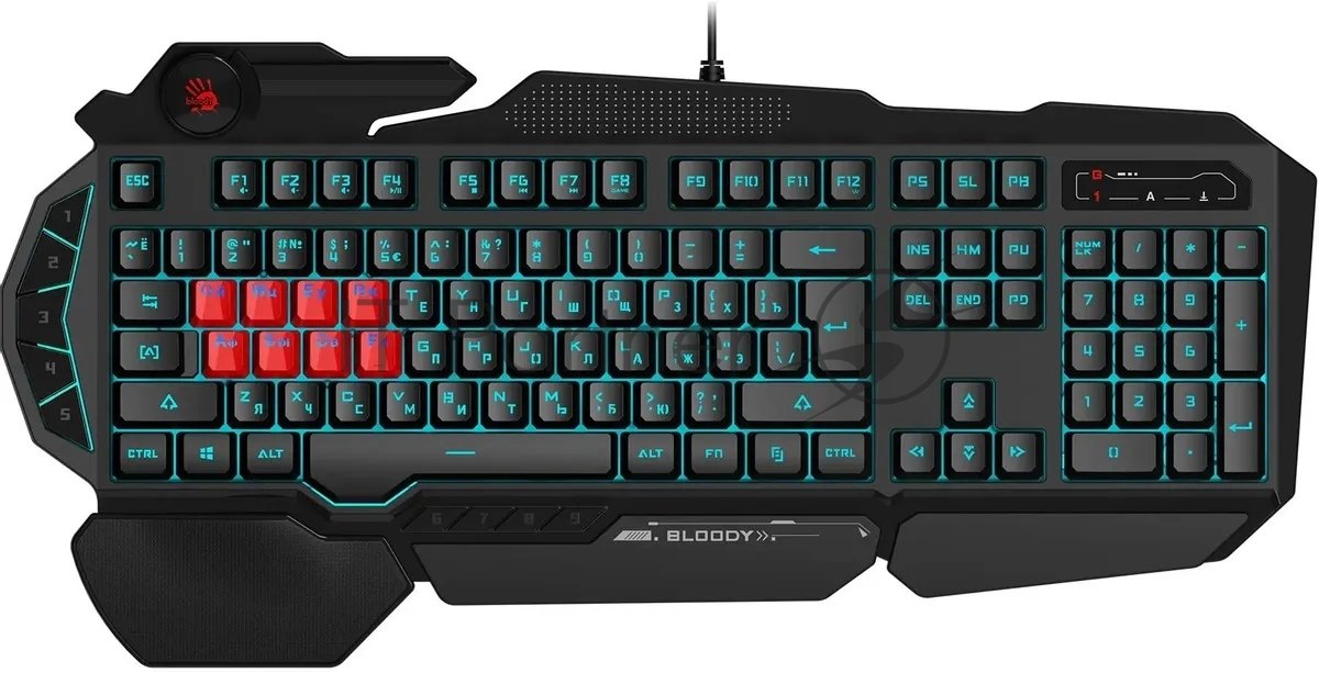 Клавиатура A4Tech Bloody B318 черный USB Multimedia Gamer LED (подставка для запястий)