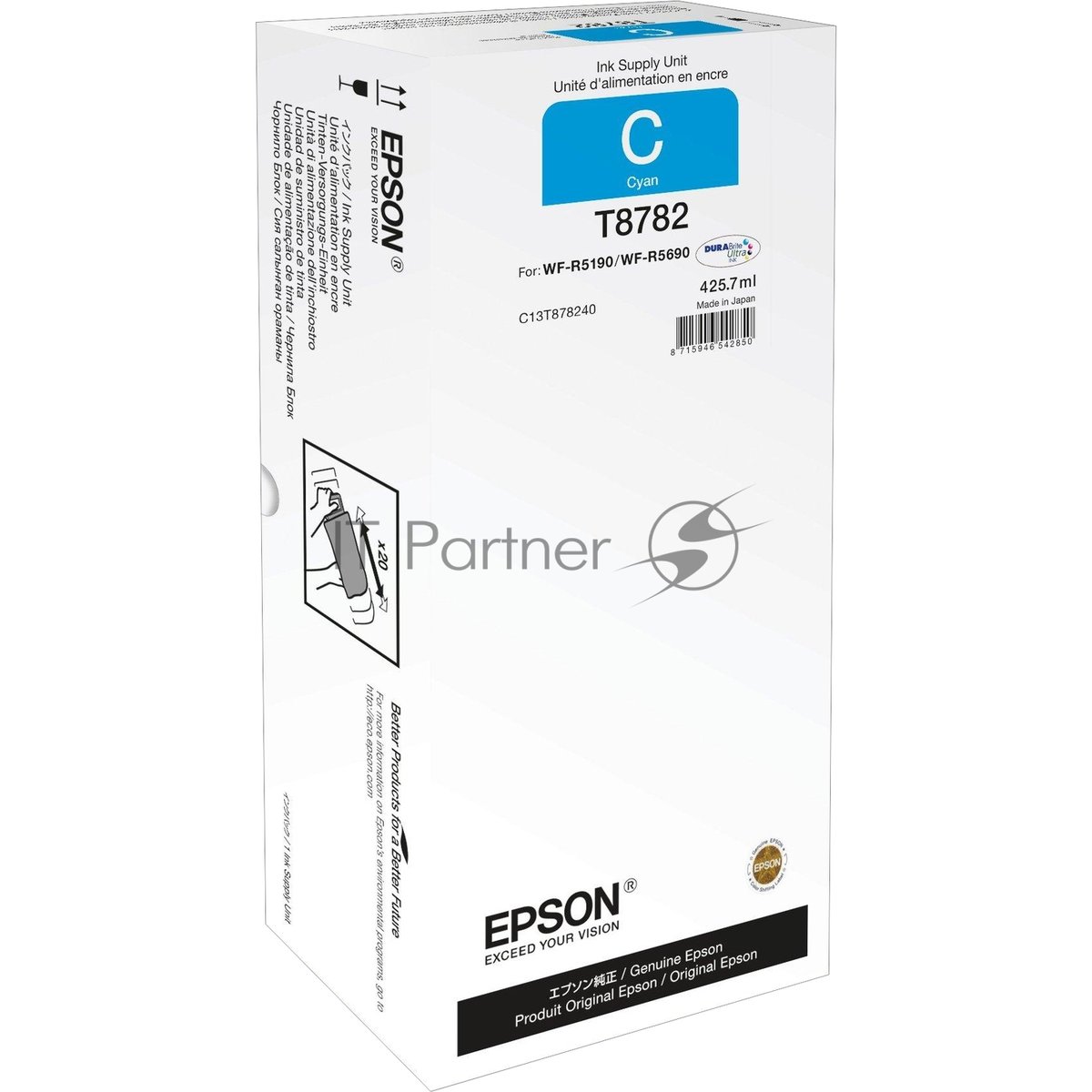 Картридж струйный Epson C13T878240 голубой (50000 стр. 425.7 мл) для WorkForce WF-R5190DTW WF-R5190, WF-R5690DTWF WF-R5690