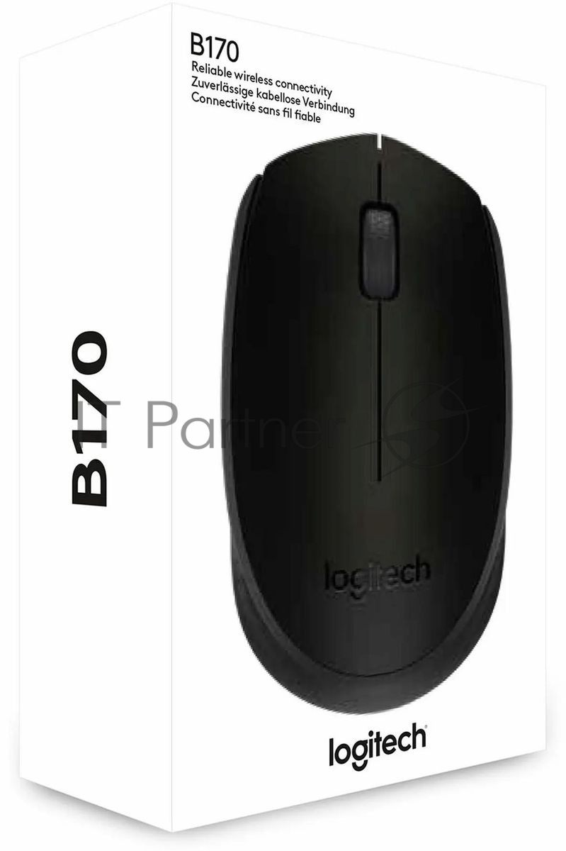 Мышь беспроводная Logitech B170 черный, 1000 dpi, радиоканал, USB, кнопки - 3