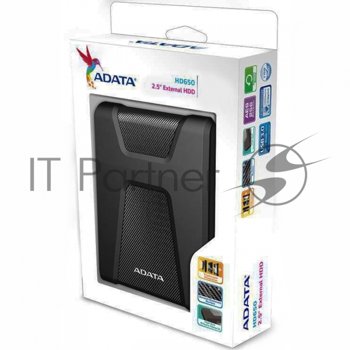 Внешний HDD 2.5" ADATA HD650, 2TB, USB 3.2 Gen 1 Type-A, 5400 rpm, черный