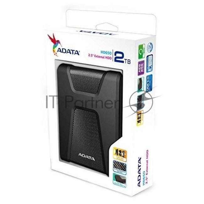 Внешний HDD 2.5" ADATA HD650, 2TB, USB 3.2 Gen 1 Type-A, 5400 rpm, черный