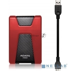 Внешний HDD 2.5" ADATA HD650, 2TB, USB 3.2 Gen 1 Type-A, 5400 rpm, красный