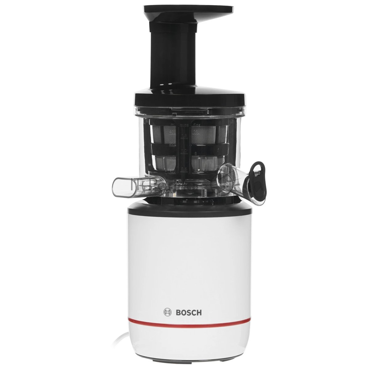Соковыжималка Bosch MESM500W черный, шнековая вертикальная, 150 Вт, 1000 мл, электронное, реверс