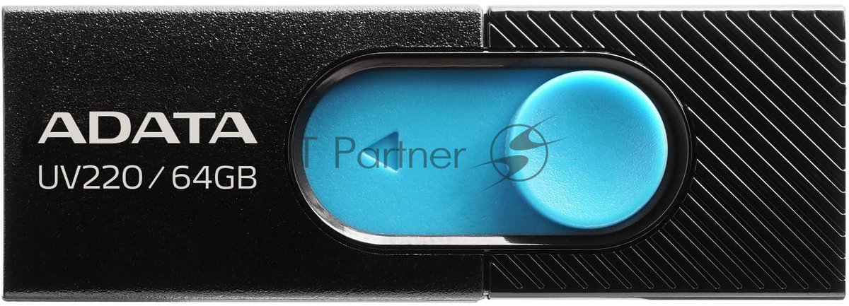 USB накопитель ADATA - UV220, USB Type A (USB 2.0), 64 ГБ, цвет чёрный, AUV220-64G-RBKBL
