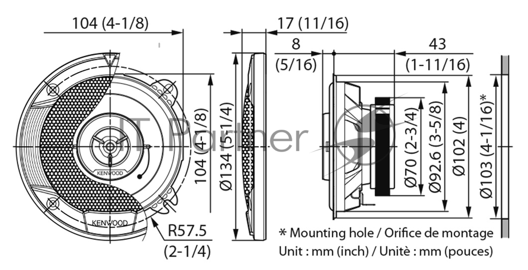 Колонки автомобильные Kenwood KFC-S1066 220Вт