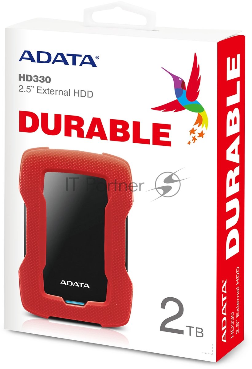 Внешний HDD 2.5" ADATA HD330, 2TB, USB 3.2 Gen 1 Type-A, 5400 rpm, красный