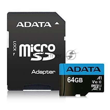 Флеш карта microSD 64Gb ADATA microSDHC Class 10 UHS-I A1 100/25 MB/s (SD адаптер)