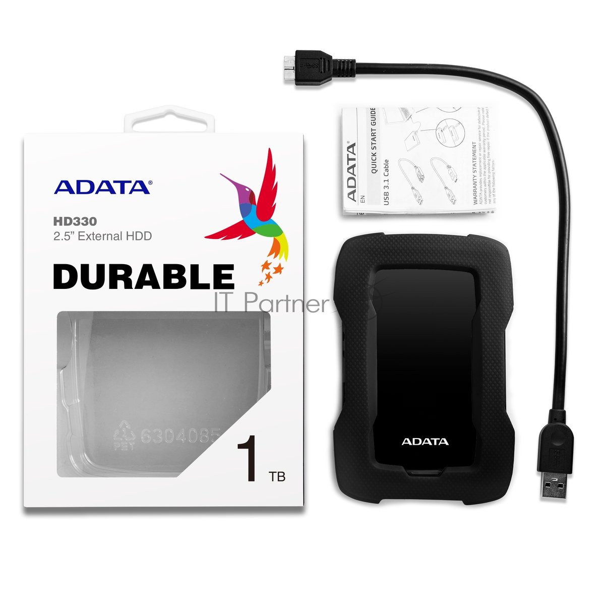 Внешний HDD 2.5" ADATA HD330, 1TB, USB 3.2 Gen 1 Type-A, 5400 rpm, черный