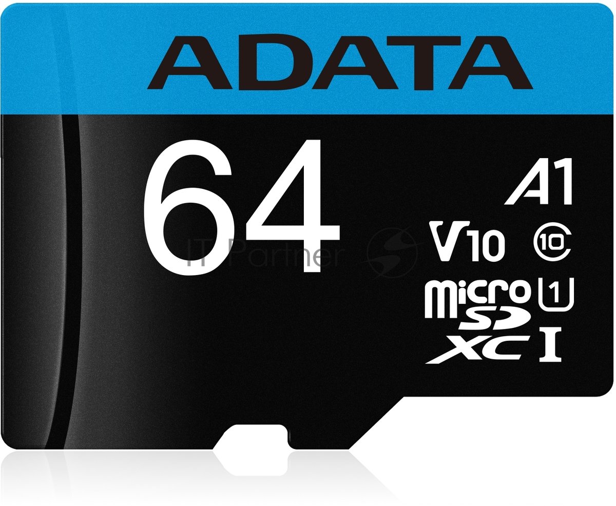Флеш карта microSD 64Gb ADATA microSDHC Class 10 UHS-I A1 100/25 MB/s (SD адаптер)
