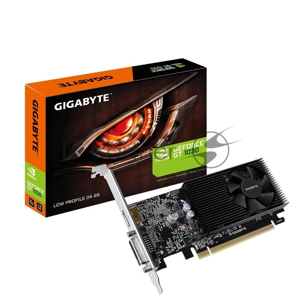 Видеокарта GIGABYTE GeForce GT 1030 Low Profile D4 2G, 2 GB DDR4, 64 bit, DVI-D, HDMI, GPU 1151 MHz