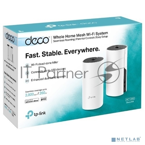 Роутер беспроводной TP-Link DECO M4 (DECO M4(2-PACK)) AC1200 10/100/1000BASE-TX (упак.:2шт)