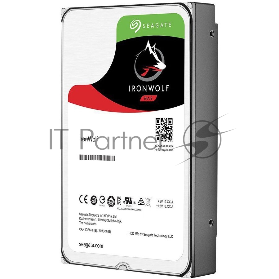 Диск HDD Seagate - IronWolf, для системы хранения, SATA, 6 Гб/с, 3.5", 12 ТБ, 7200 rpm, 256MB, ST12000VN0008