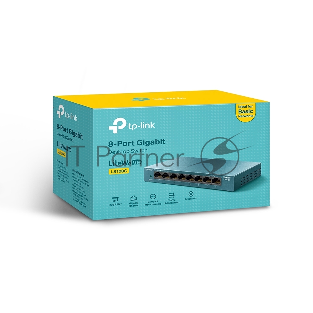 Коммутатор TP-Link LS108G 8-портовый 10/100/1000 Мбит/с настольный коммутатор SMB