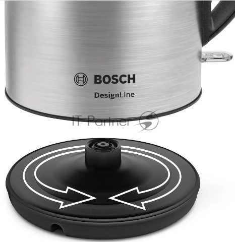 Чайник электрический Bosch TWK3P420 черный, 1.7 л, 2400 Вт, скрытый нагревательный элемент